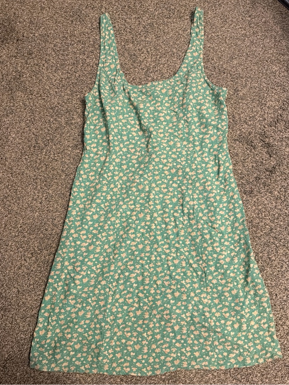 American Eagle Sleeveless Mint Green Floral Slip Dress